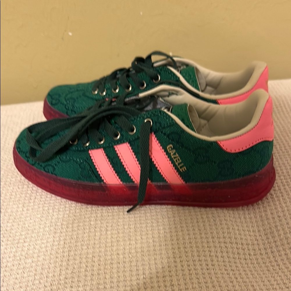 Adidas/Gucci Gazelle Green and Pink Sneakers